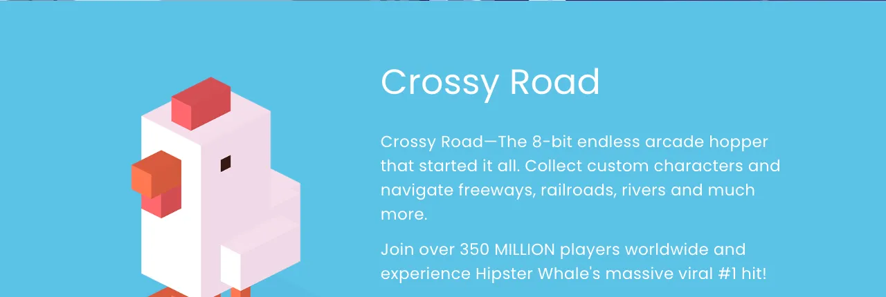 Il pollo di Crossy Road sul sito ufficiale del gioco