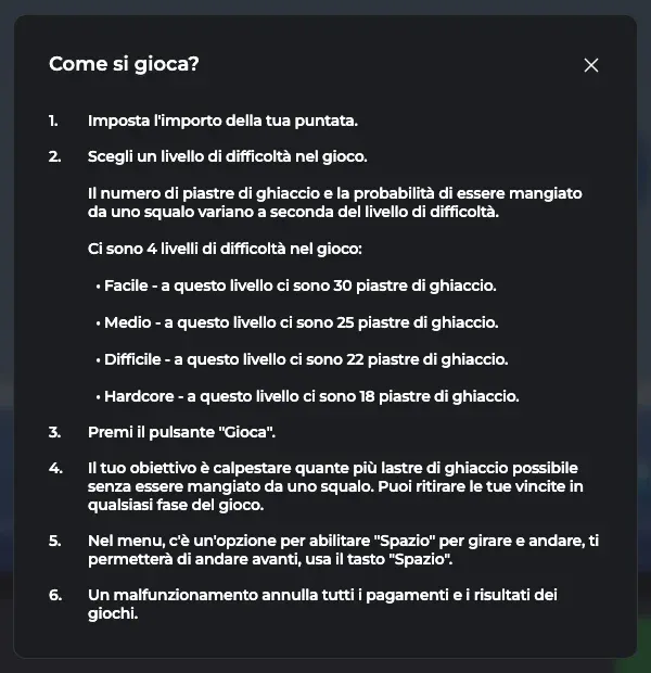 Le regole di Chicken Road Ice dentro il gioco: 30, 25, 22 e 18 piastre di ghiaccio per livello e lo squalo